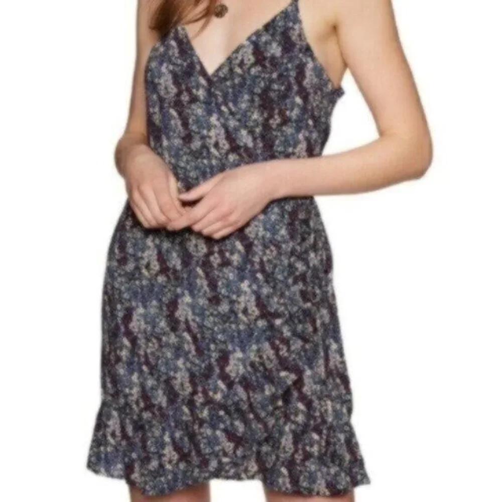 NWT Free People Print Ruffle Boho Wrap Dress Size L